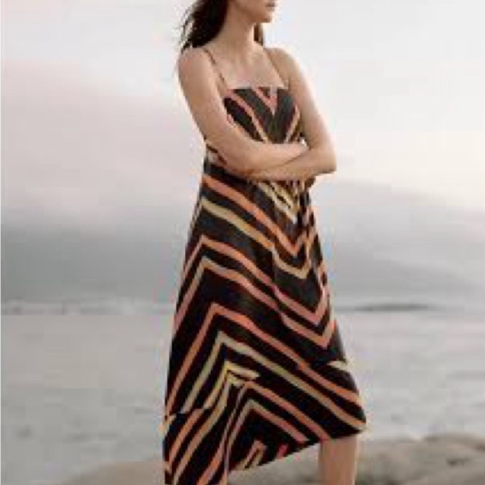 Anthropologie Orange and Black Strapless Sundress - Picture 3 of 5